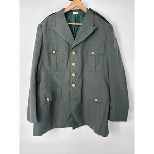 Vintage US ARMY Green Uniform Jacket Vietnam Era Men 43 Long Class A Gold Button